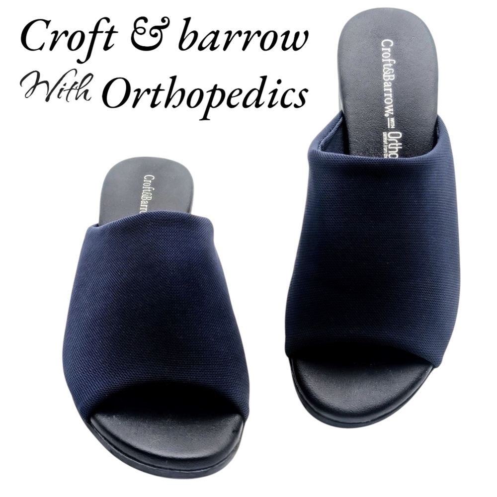 Croft & Barrow Navy Blue Slip-On Sandals – Women’s Size 8.5
